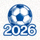 2026年世界杯官网标志，橙色与深蓝色搭配的足球主题设计