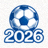 2026年世界杯官网标志，橙色足球图案结合深蓝色背景